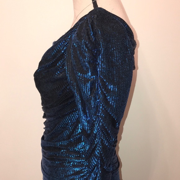 RARE 1970s SAMIR Electric blue metallic gown - Picture 3 of 8